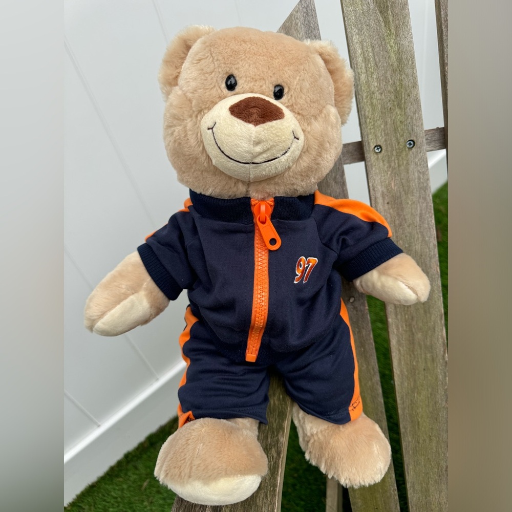 Build A Bear Tan Plush Stuffed Locker Room Sports Jersey Track Suit 97